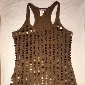 Brown sequined tank top